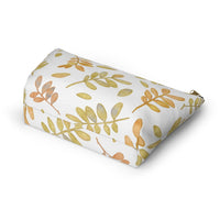 Watercolor Tossed Leaves Accessory Pouch w T-bottom in Yellow